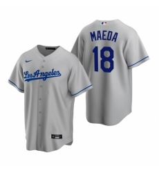 Mens Nike Los Angeles Dodgers 18 Kenta Maeda Gray Road Stitched Baseball Jerse