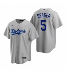 Mens Nike Los Angeles Dodgers 5 Corey Seager Gray Alternate Stitched Baseball Jerse