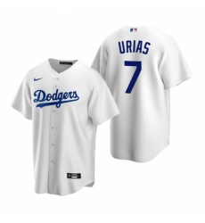 Mens Nike Los Angeles Dodgers 7 Julio Urias White Home Stitched Baseball Jerse