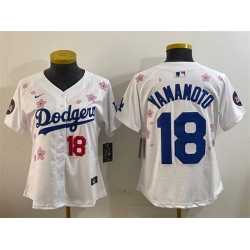 Women Los Angeles Dodgers 18 Yoshinobu Yamamoto White 2025 Tokyo Series Limited Stitched Baseball Jersey