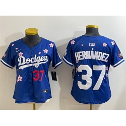 Women Los Angeles Dodgers 37 Teoscar Hernandez Royal 2025 Tokyo Series Limited Stitched Baseball Jersey