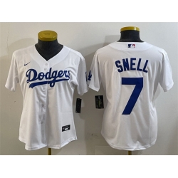 Women Los Angeles Dodgers 7 Blake Snell White Cool Base Stitched Baseball Jersey