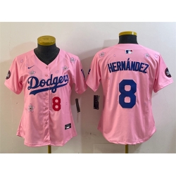 Women Los Angeles Dodgers 8 Enrique Hernandez Pink 2025 Tokyo Series Limited Stitched Baseball Jersey