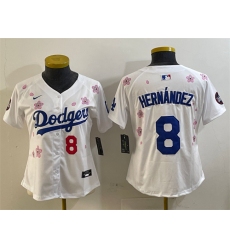 Women Los Angeles Dodgers 8 Enrique Hernandez White 2025 Tokyo Series Limited Stitched Baseball Jersey