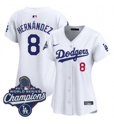 Women Los Angeles Dodgers 8 Enrique Hernandez White 2025 World Series Champions Home Cool Base Stitched Baseball Jersey Women Los Angeles Dodgers 8 Enrique Hernandez White 2025 World Series Champions Home Cool Base Stitched Baseball Jersey