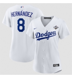 Women Los Angeles Dodgers 8 Enrique Hernandez White 2025 World Series Home Cool Base Limited Stitched Baseball Jersey 