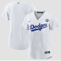 Women Los Angeles Dodgers Blank White 2025 World Series Home Cool Base Stitched Baseball Jersey 