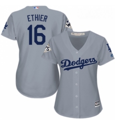 Womens Majestic Los Angeles Dodgers 16 Andre Ethier Authentic Grey Road 2017 World Series Bound Cool Base MLB Jersey