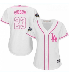 Womens Majestic Los Angeles Dodgers 23 Kirk Gibson Authentic White Fashion Cool Base 2018 World Series MLB Jersey