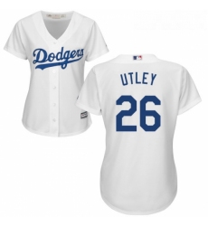 Womens Majestic Los Angeles Dodgers 26 Chase Utley Replica White Home Cool Base MLB Jersey
