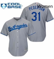 Womens Majestic Los Angeles Dodgers 31 Joc Pederson Authentic Grey Road Cool Base MLB Jersey