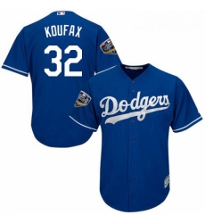Womens Majestic Los Angeles Dodgers 32 Sandy Koufax Authentic Royal Blue Alternate Cool Base 2018 World Series MLB Jersey