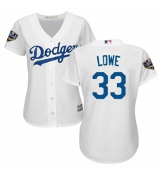 Womens Majestic Los Angeles Dodgers 33 Mark Lowe Authentic White Home Cool Base 2018 World Series MLB Jersey 