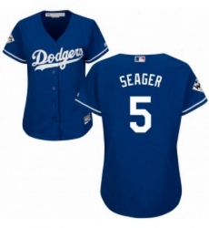 Womens Majestic Los Angeles Dodgers 5 Corey Seager Authentic Royal Blue Alternate 2017 World Series Bound Cool Base MLB Jersey