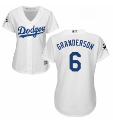 Womens Majestic Los Angeles Dodgers 6 Curtis Granderson Replica White Home 2017 World Series Bound Cool Base MLB Jersey 