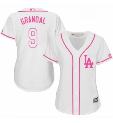 Womens Majestic Los Angeles Dodgers 9 Yasmani Grandal Authentic White Fashion Cool Base MLB Jersey
