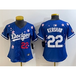 Youth Los Angeles Dodgers 22 Clayton Kershaw Royal 2025 Tokyo Series Limited Stitched Baseball Jersey