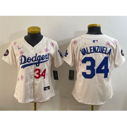 Youth Los Angeles Dodgers 34 Fernando Valenzuela Cream 2025 Tokyo Series Limited Stitched Baseball Jersey