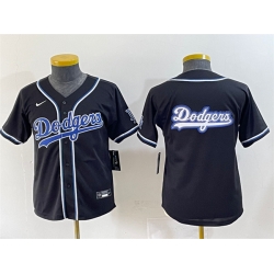 Youth Los Angeles Dodgers Team Big Logo Black Stitched Baseball Jersey 2