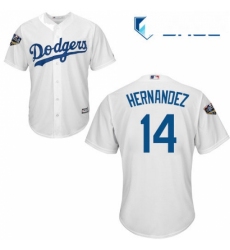 Youth Majestic Los Angeles Dodgers 14 Enrique Hernandez Authentic White Home Cool Base 2018 World Series MLB Jersey