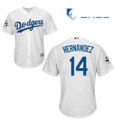 Youth Majestic Los Angeles Dodgers 14 Enrique Hernandez Replica White Home 2017 World Series Bound Cool Base MLB Jersey