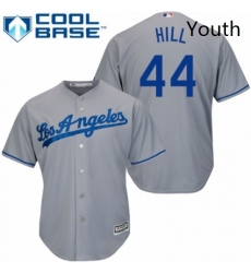 Youth Majestic Los Angeles Dodgers 44 Rich Hill Authentic Grey Road Cool Base MLB Jersey 