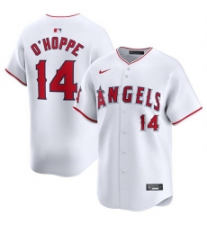 Men Los Angeles Angels 14 Logan O 27Hoppe White Home Limited Stitched Baseball Jersey