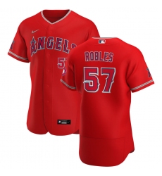 Men Los Angeles Angels 57 Hansel Robles Men Nike Red Alternate 2020 Flex Base Player MLB Jersey