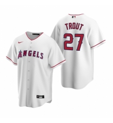 Mens Nike Los Angeles Angels 27 Mike Trout White Home Stitched Baseball Jersey