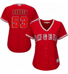 Womens Majestic Los Angeles Angels of Anaheim 53 Blake Parker Replica Red Alternate MLB Jersey 