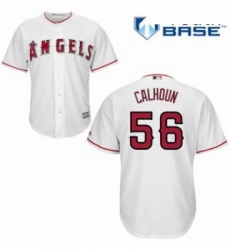 Youth Majestic Los Angeles Angels of Anaheim 56 Kole Calhoun Authentic White Home Cool Base MLB Jersey