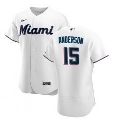 Men Miami Marlins 15 Brian Anderson Men Nike White Home 2020 Flex Base Player MLB Jersey