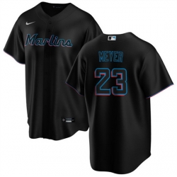 Men Miami Marlins 23 Max Meyer Black Cool Base Stitched Baseball Jersey