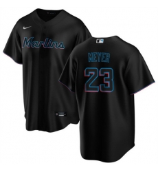 Men Miami Marlins 23 Max Meyer Black Cool Base Stitched Baseball Jersey Men Miami Marlins 23 Max Meyer Black Cool Base Stitched Baseball Jersey