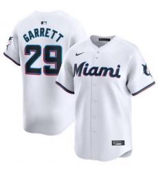Men Miami Marlins 29 Braxton Garrett White 2024 Home Limited Stitched Baseball Jersey