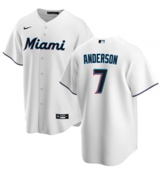 Men Miami Marlins 7 Tim Anderson White Cool Base Stitched Baseball Jersey
