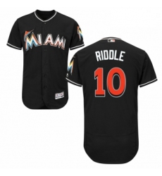 Mens Majestic Miami Marlins 10 JT Riddle Black Alternate Flex Base Authentic Collection MLB Jersey