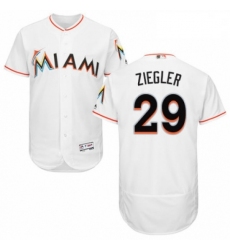 Mens Majestic Miami Marlins 29 Brad Ziegler White Home Flex Base Authentic Collection MLB Jersey