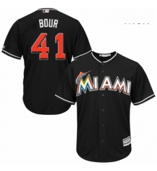 Mens Majestic Miami Marlins 41 Justin Bour Replica Black Alternate 2 Cool Base MLB Jersey 