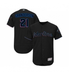 Mens Miami Marlins 21 Curtis Granderson Black Alternate Flex Base Authentic Collection Baseball Jersey