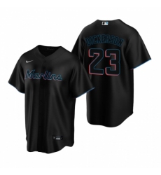 Mens Nike Miami Marlins 23 Corey Dickerson Black Alternate Stitched Baseball Jersey