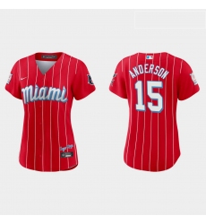 Miami Marlins 15 Brian Anderson Women Nike 2021 City Connect Authentic MLB Jersey Red