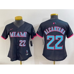 Women Miami Marlins 22 Sandy Alcantara Black 2025 City Connect Limited Stitched Baseball Jersey