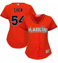 Womens Majestic Miami Marlins 54 Wei Yin Chen Replica Orange Alternate 1 Cool Base MLB Jersey