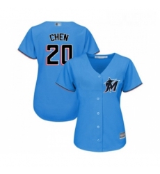 Womens Miami Marlins 20 Wei Yin Chen Replica Blue Alternate 1 Cool Base Baseball Jersey