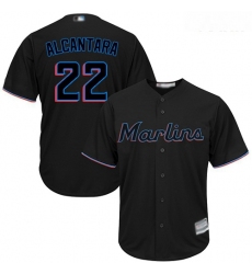 Marlins #22 Sandy Alcantara Black Cool Base Stitched Youth Baseball Jersey