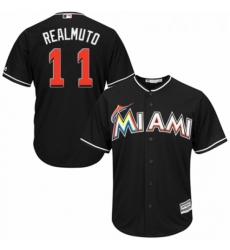 Youth Majestic Miami Marlins 11 J T Realmuto Authentic Black Alternate 2 Cool Base MLB Jersey 