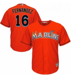 Youth Majestic Miami Marlins 16 Jose Fernandez Authentic Orange Alternate 1 Cool Base MLB Jersey