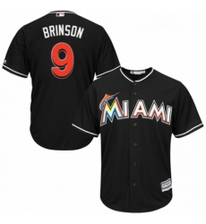 Youth Majestic Miami Marlins 9 Lewis Brinson Replica Black Alternate 2 Cool Base MLB Jersey 