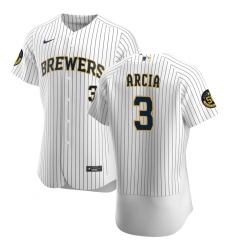 Men Milwaukee Brewers 3 Orlando Arcia Men Nike White Home 2020 Flex Base Player MLB Jersey